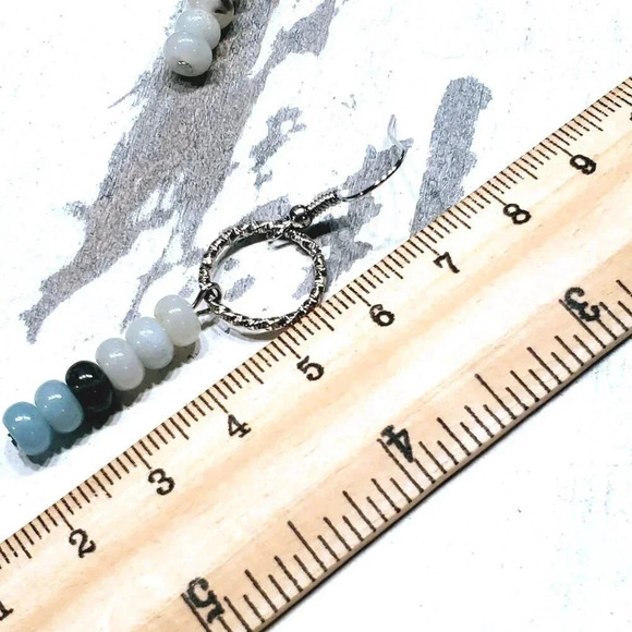 Amazonite Gemstone Rondelle Beads Textured Silver Ring Handcrafted Earrings - Picture 11 of 11